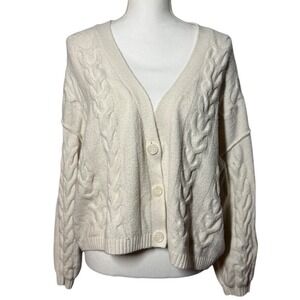Wild Fable Cream Cable Knit Crop Button-Front Cardigan XXL‎